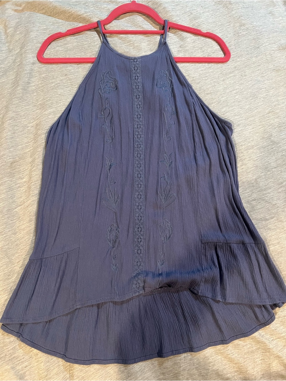NY & Co Women’s Embroidered Halter Tank Top - Blue